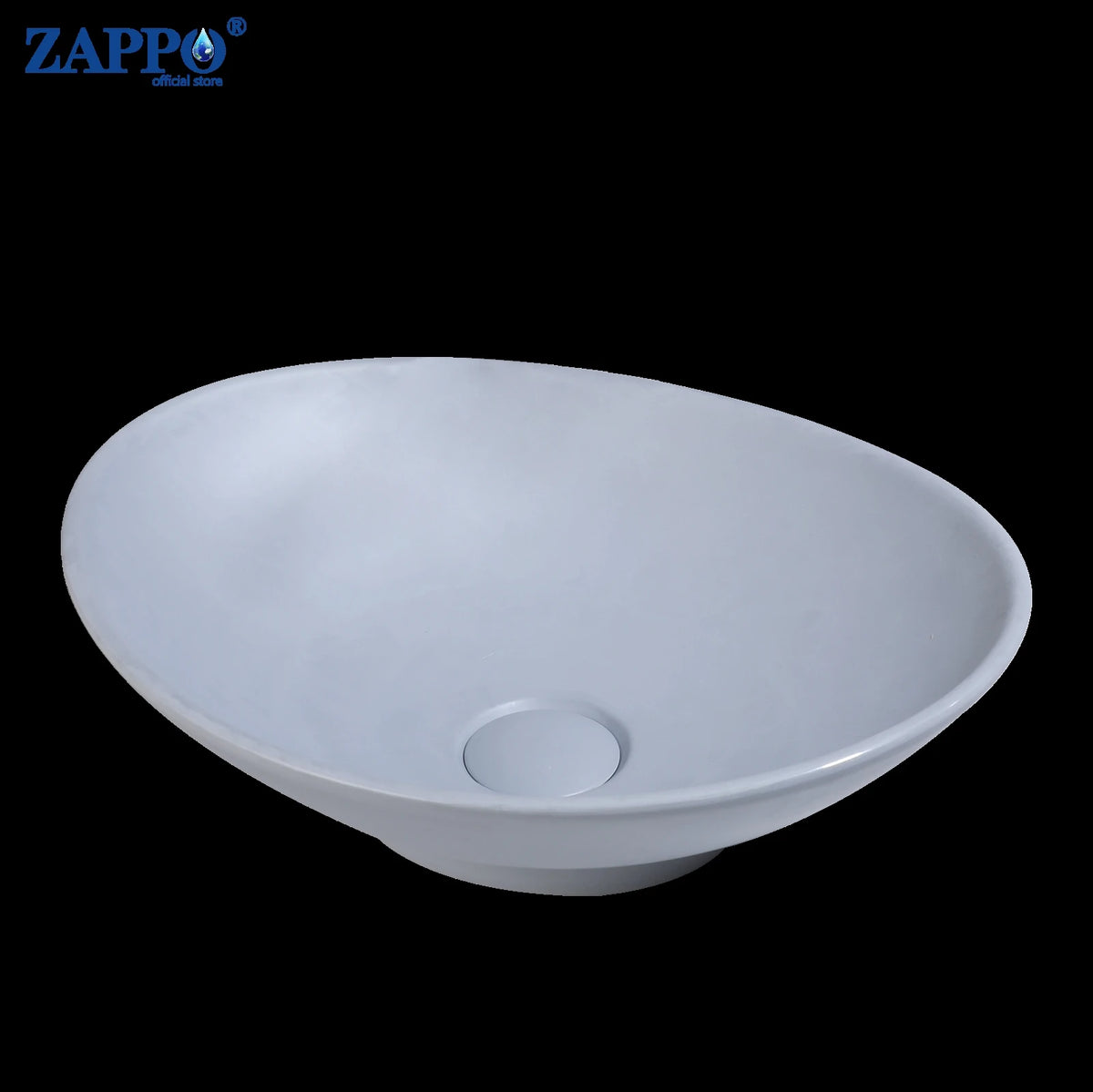 Zappo Oval Stone Resin Vessel Sink Small Black