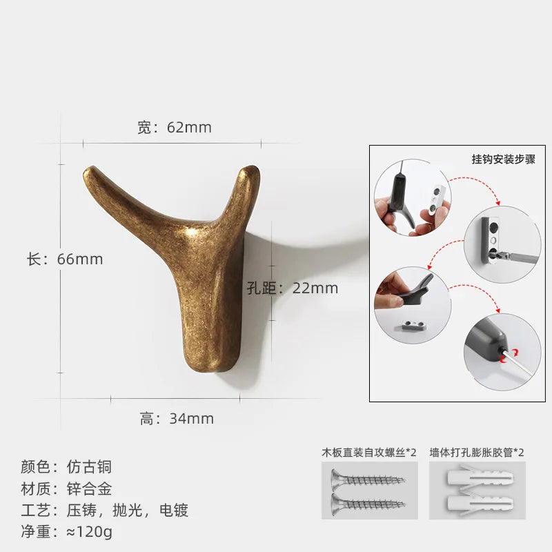 Yutoko Hook Moon Antique Wall Hanging Clothes Hook