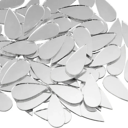 100pcs 5cm Diy Craft Mirror Stickers Leaf Shape
