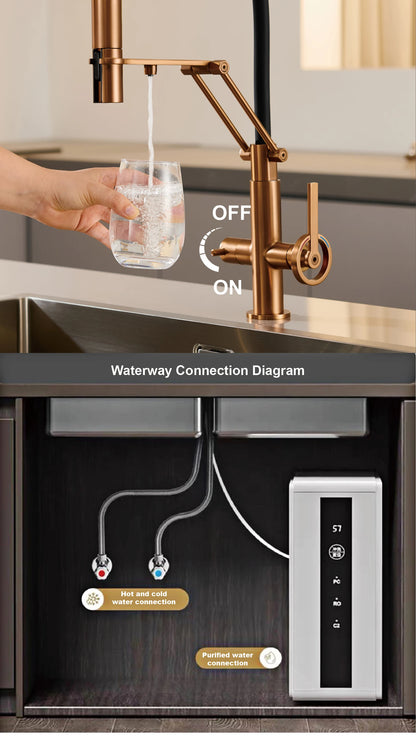 Industrial Brass Brushed Rose Gold Faucet Separated Filter