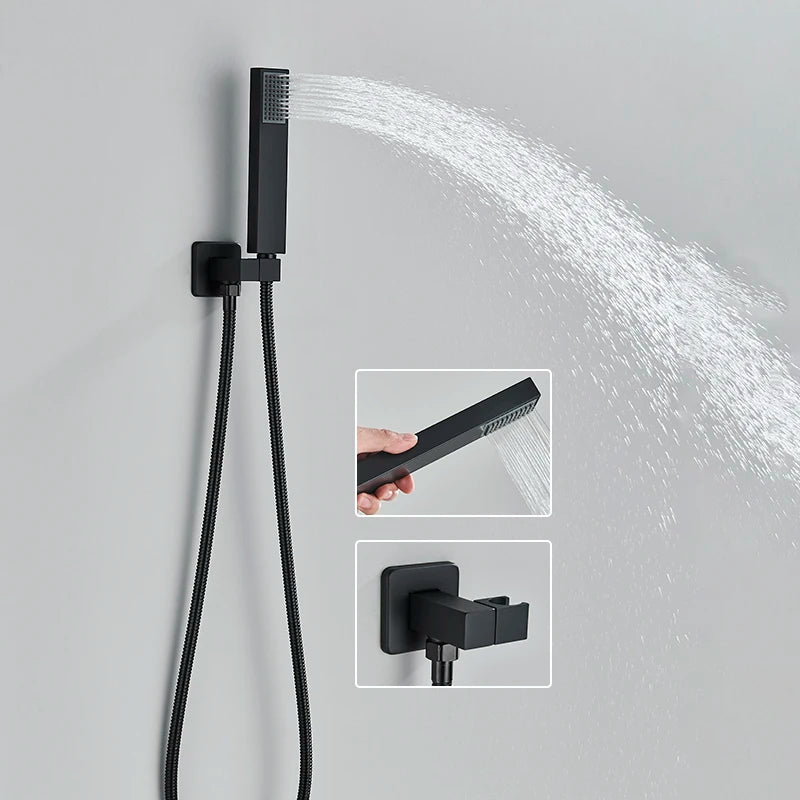 Thermostatic Shower Faucet Wall Concealed Waterfall Rainfall