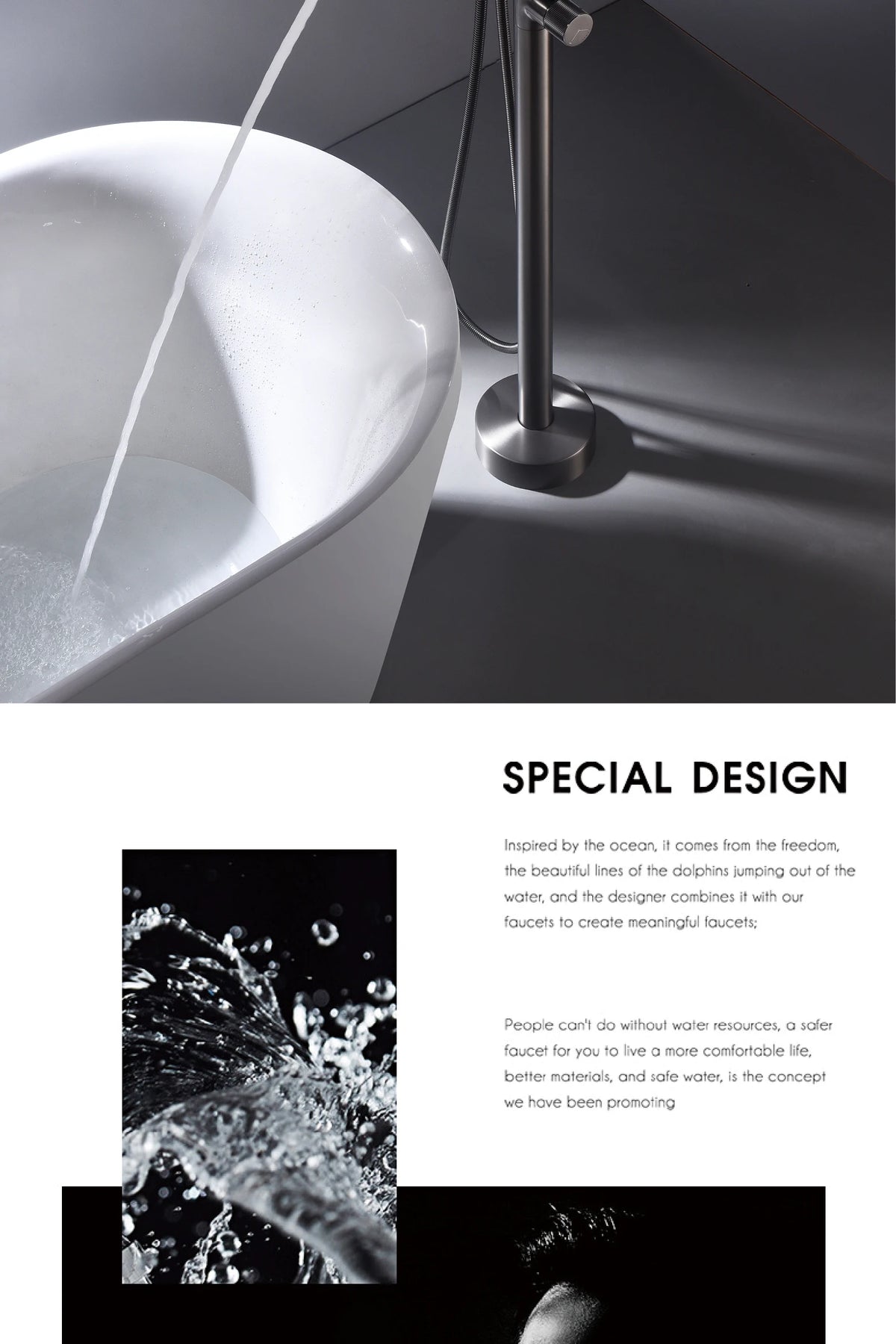 Aitna Gold Brass Luxury Bathroom Faucet Floor Standing