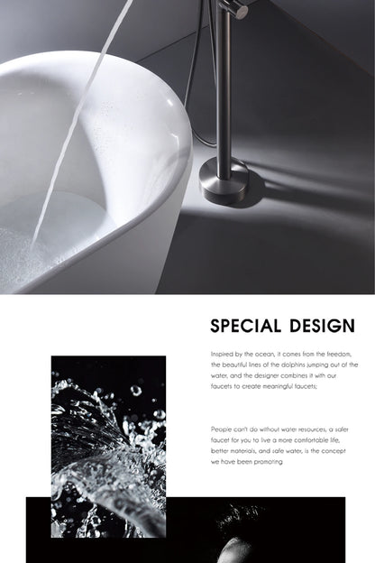 Aitna Gold Brass Luxury Bathroom Faucet Floor Standing