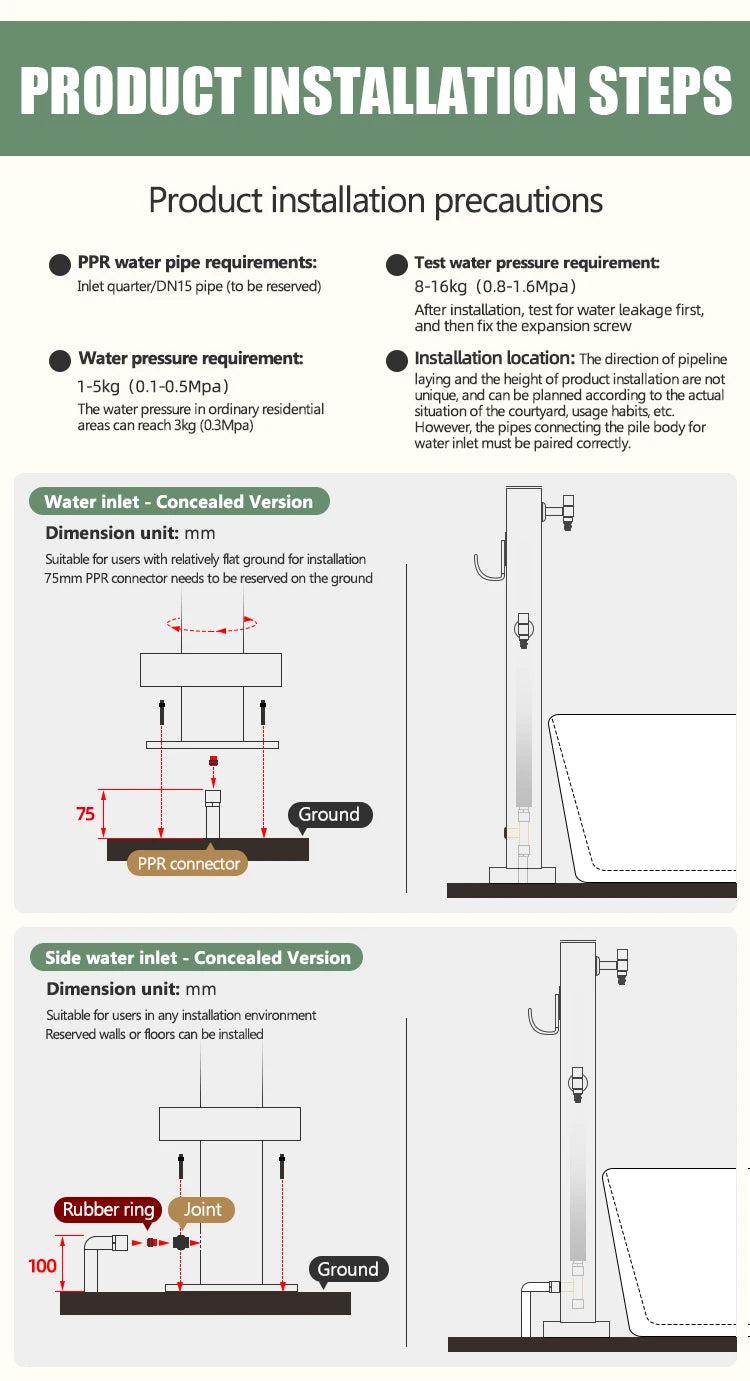 Garden Irrigation All-Copper Faucet 304 Stainless Steel Square