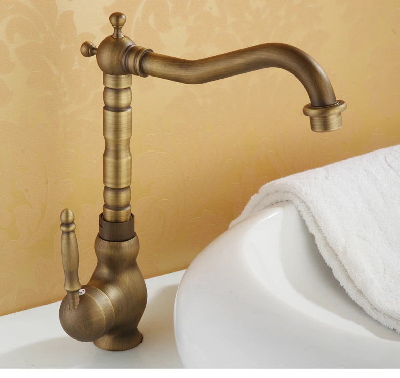 Bathroom Sink Faucet Antique Bronze Vessel Basin Faucet