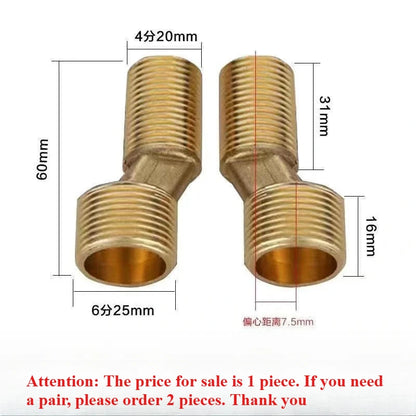 1pcs Copper Angled Curved Foot Lengthened Thickened Shower