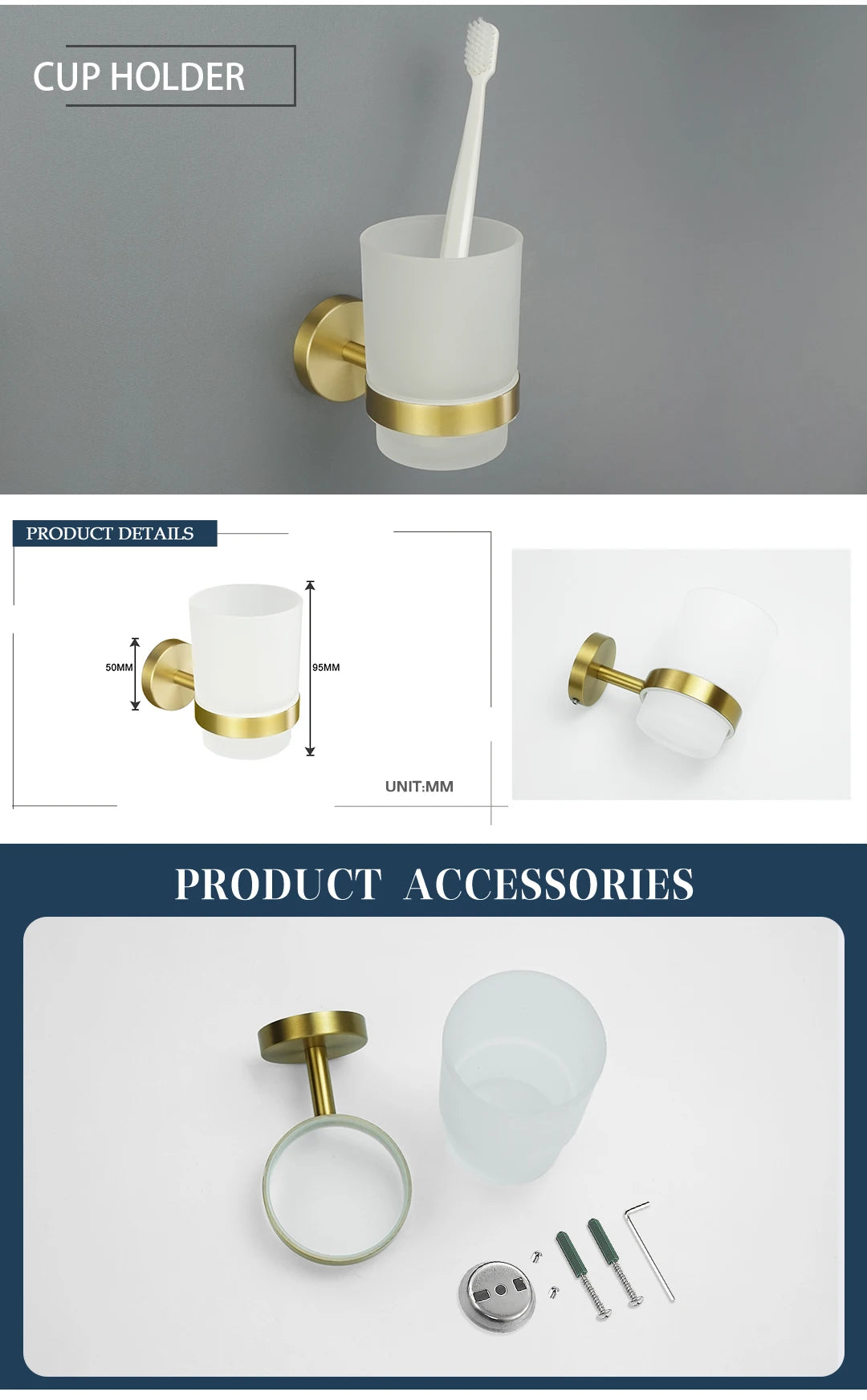 Brushed Gold Towel Bar Toilet Seat Rack Robe