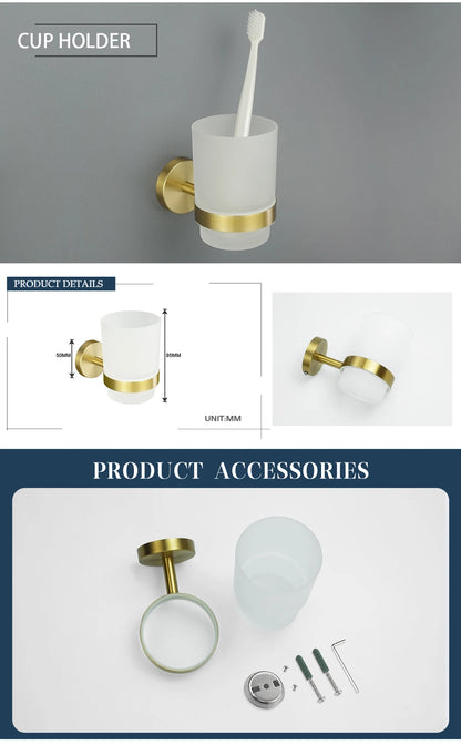 Brushed Gold Towel Bar Toilet Seat Rack Robe