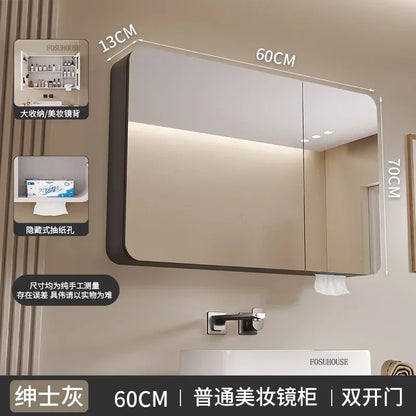 Minimalist Modern Arc-Shaped Smart Bathroom Mirror Cabinets