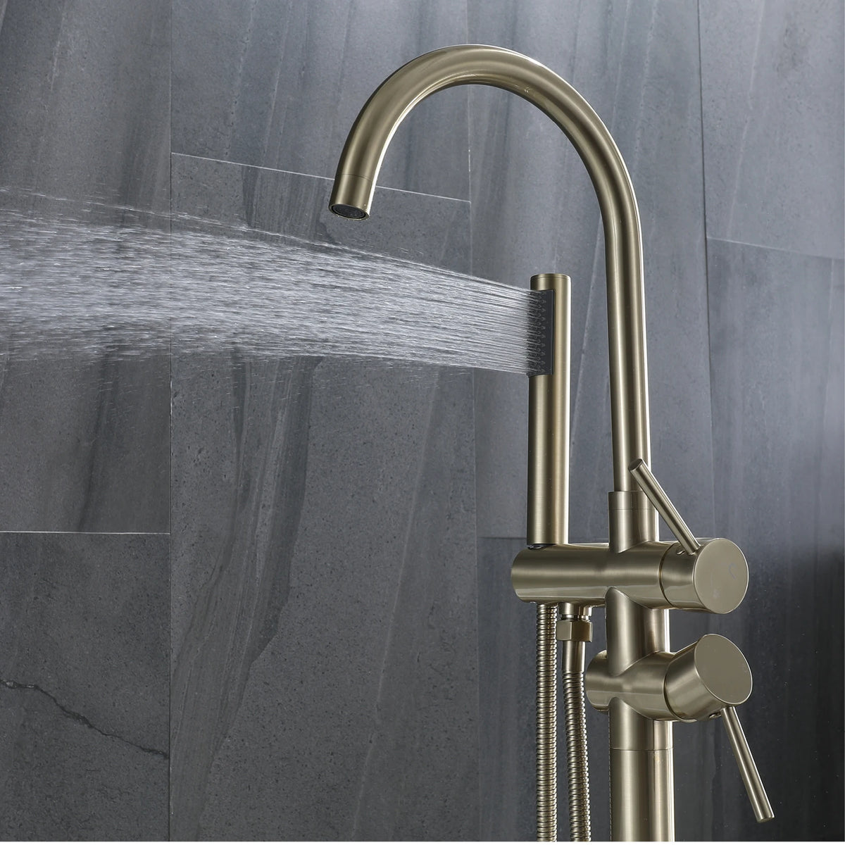 Aitana Luxury Black Brass Bathroom Faucet Floor Standing