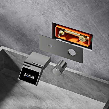 Luxury Gun Gray Brass Wall Mounted Bathroom Faucet
