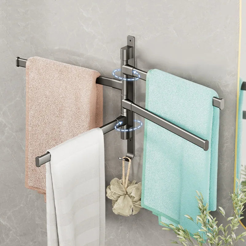 Bathroom Towel Rack Rotatable Towel Holder Space Aluminum