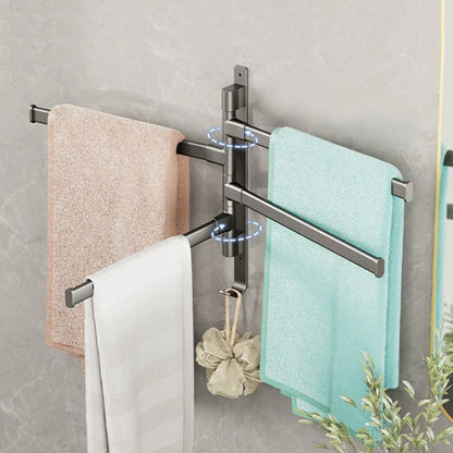 Bathroom Towel Rack Rotatable Towel Holder Space Aluminum