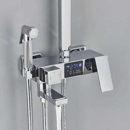 Black Thermostatic Shower Faucets Digital Display Screen Cold