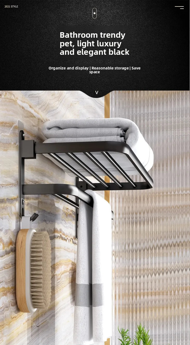 Foldable Towel Rack - No Drill Bathroom Space