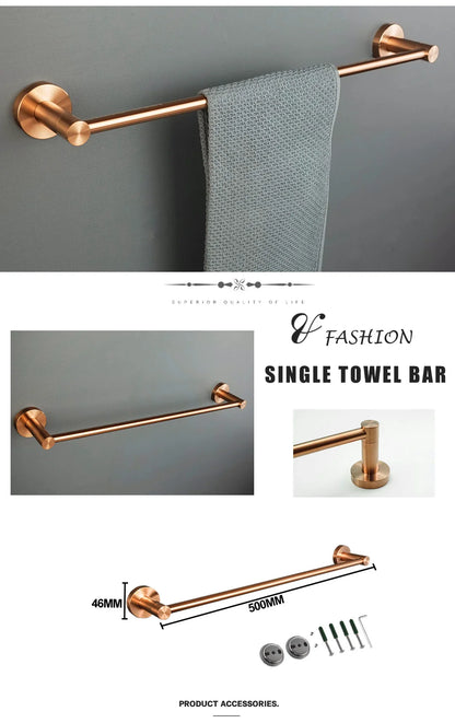 High Quality Brushed Rose Gold Bathroom Pendant Towel