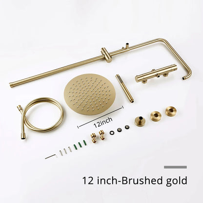 Rose Gold Thermostatic Shower Falcet Sets Wall Mount