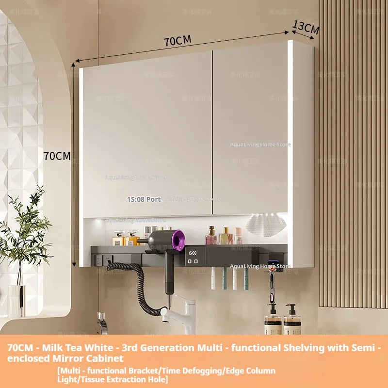 Modern Smart Bathroom Mirror Cabinet Wall-Mounted Vanity Mirror