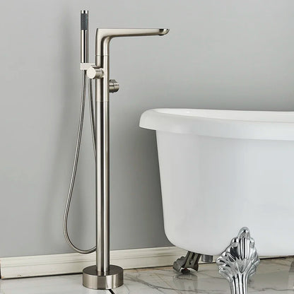 Matte Black Square Bathtub Shower Faucets Floor Standing