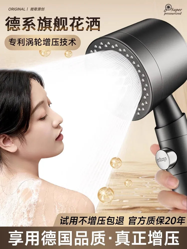 Large Panel Black High Pressure Shower Head Modes