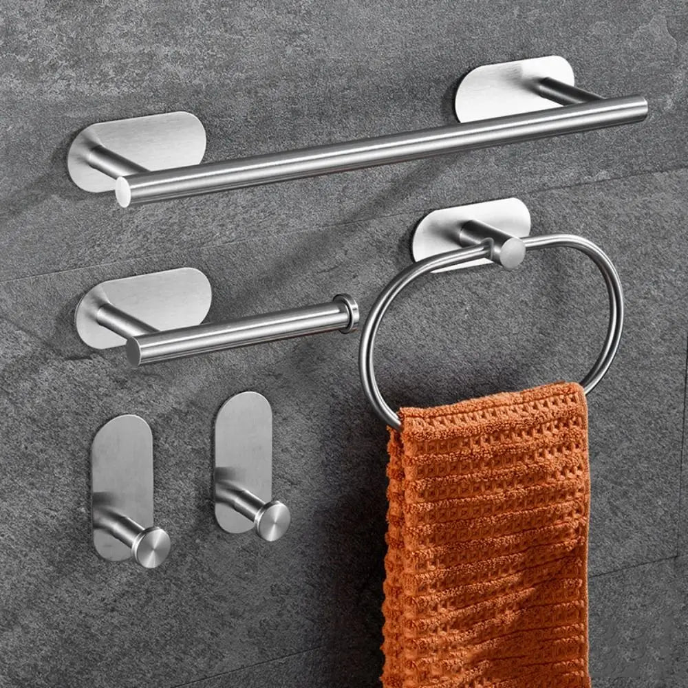 4/5pcs Stainless Steel Bathroom Hardware Anticorrosion Wall Mount