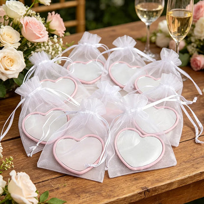 20pcs Gift - Pink Heart-Shaped Compact Vanity Mirrors