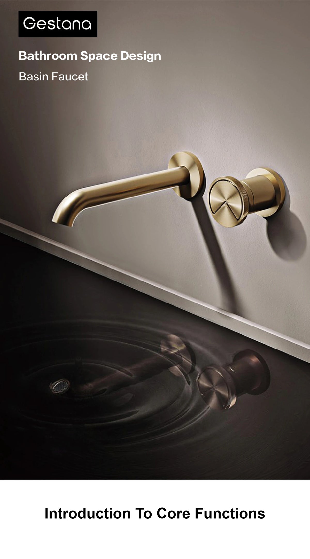 Luxury Brushed Gold In-Wall Brass Bathroom Basin Faucet
