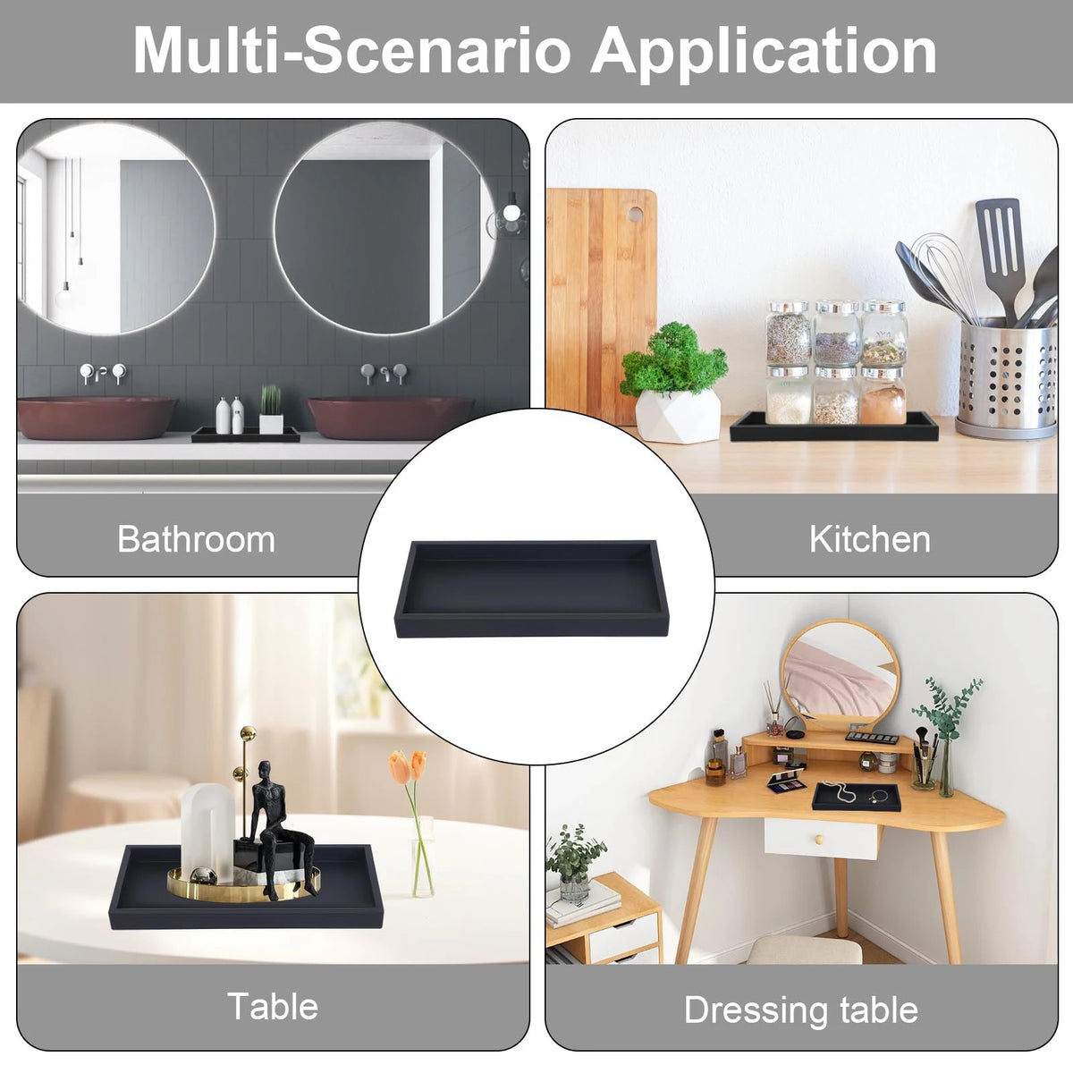 Bathroom Counter Tray Thickened Silicone Bathroom Vanity Tray