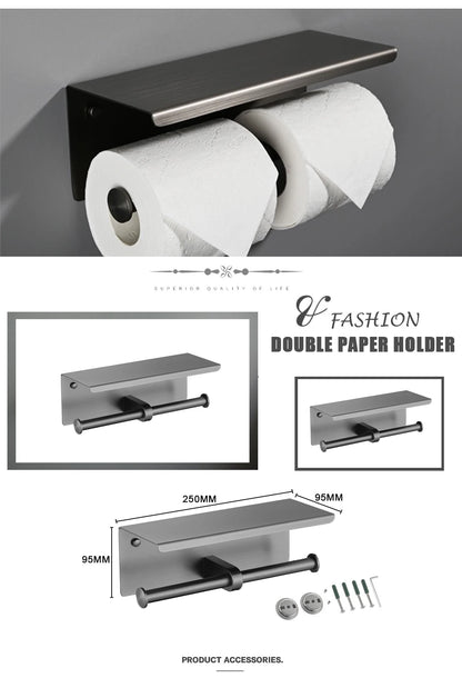 Grey Bathroom Hardware Kit Stainless Steel Round Wall