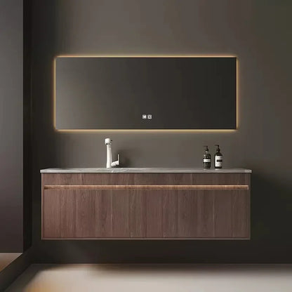 Light Luxury Bathroom Cabinets Rock Slab Integrated Washbasin