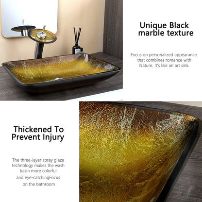 Kemaidi Big Tempered Glass Basin Sink Washbasin Bathroom