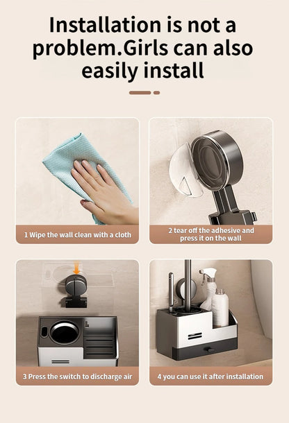 Suction Cup Toilet Brush No Punching Wall Mounted