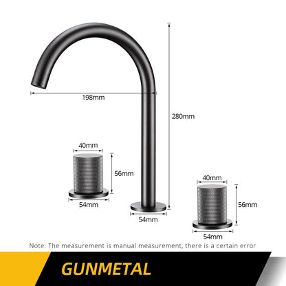 Basin Faucet Cold Tap Bathroom Knurled Double Handle