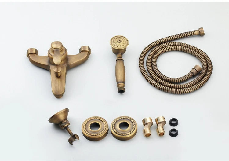 Brass Vintage Gold/Black Simple Shower Spray Handheld Shower