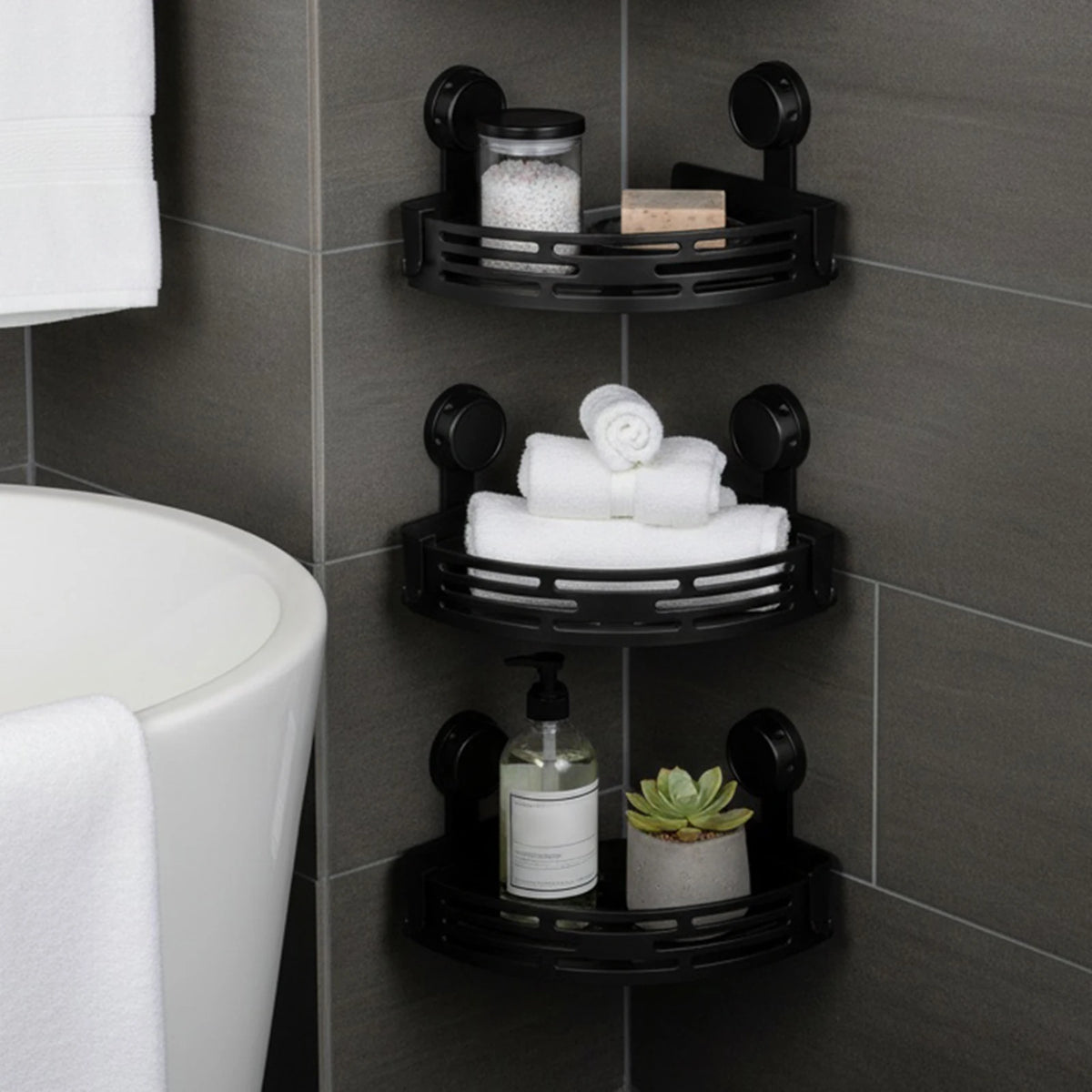 Suction Cup Triangle Corner Shower Caddy Hooks No