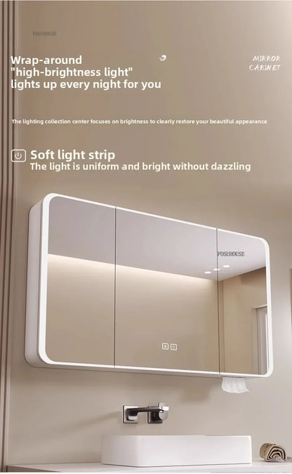 Minimalist Modern Arc-Shaped Smart Bathroom Mirror Cabinets