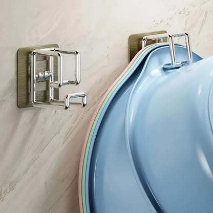 1/2/4/6pcs Stainless Steel Washbasin Hook Punch-Free Bathroom