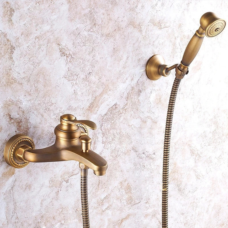 European Style Antique Retro Bathroom Shower Faucet Copper