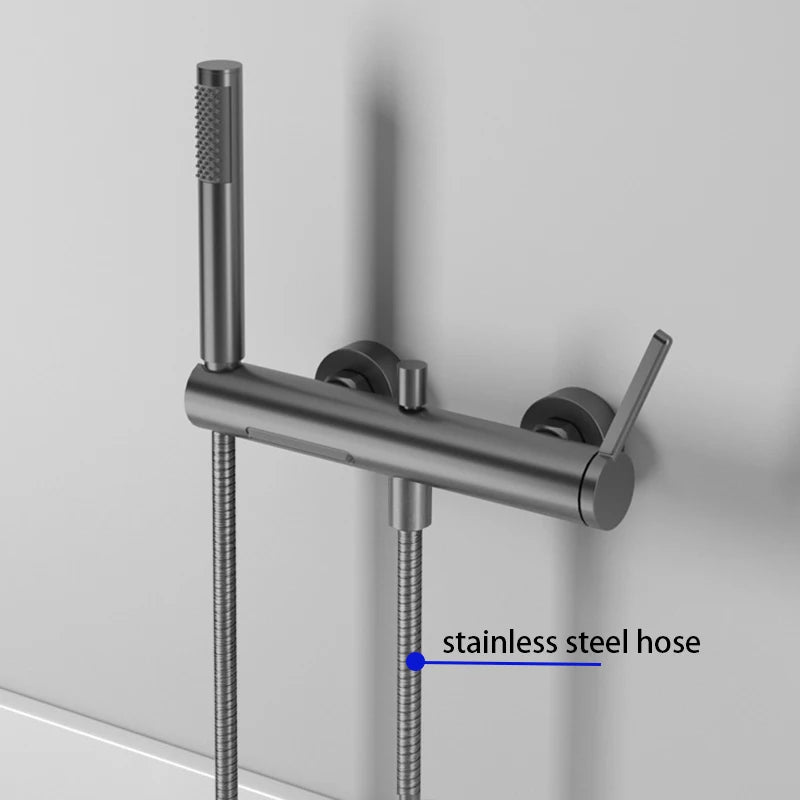 Brushed Gold Bathroom Shower Faucet Wall Mounted Waterfall