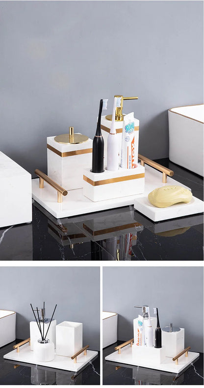 Volakos White Natural Marble Bathroom Minimalism Soap Dispenser