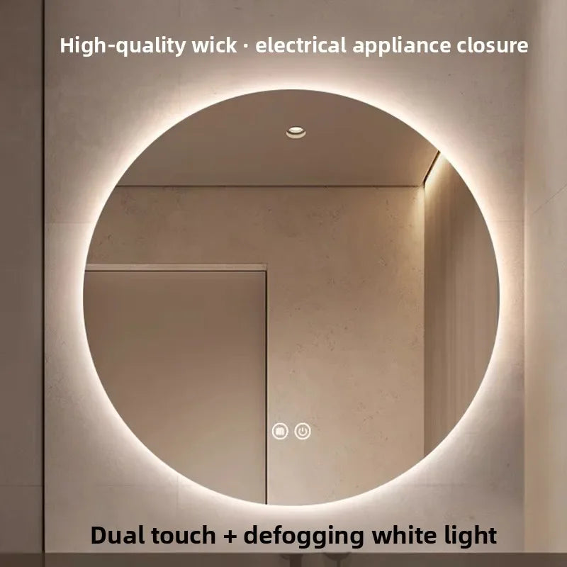 Mirror Round Mirror Wall-Mounted Smart Bathroom Mirror Led