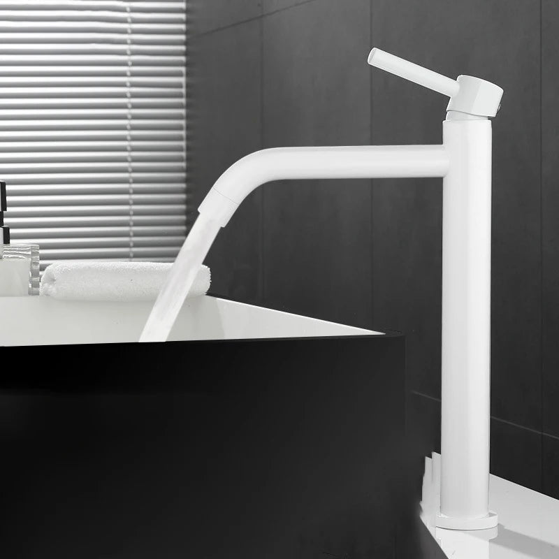 Tall Basin Sink Faucet Slim Black Chrome Bathroom