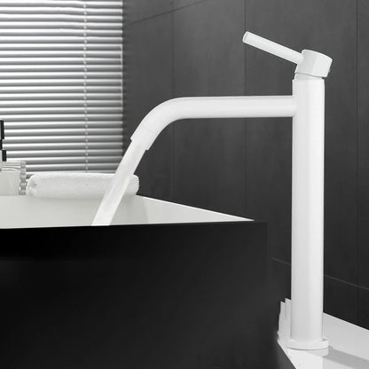 Tall Basin Sink Faucet Slim Black Chrome Bathroom