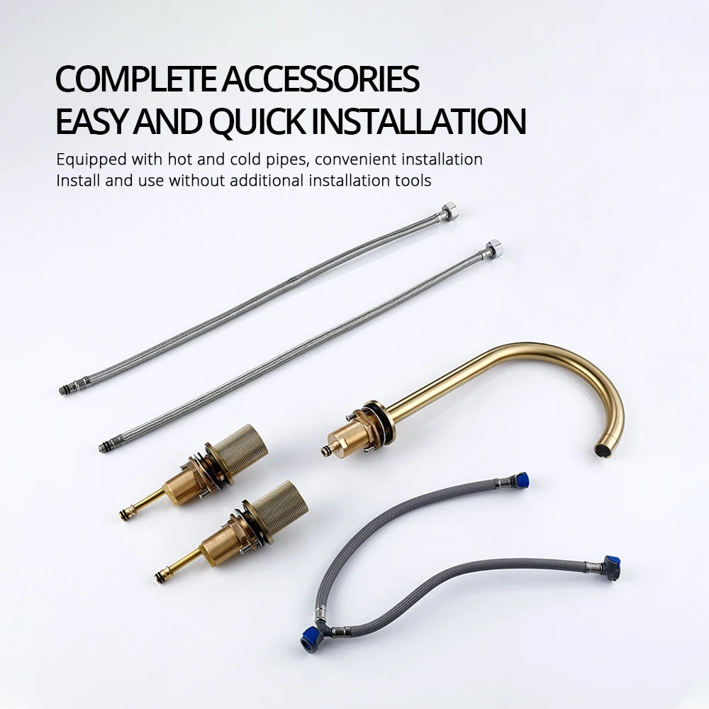 Basin Faucet Cold Tap Bathroom Knurled Double Handle
