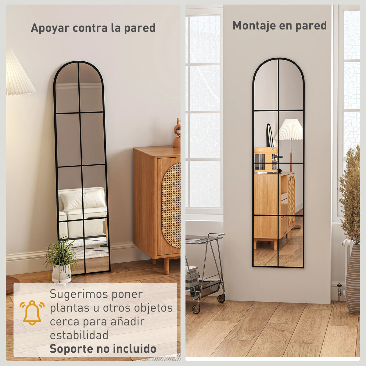 Homcom Full-Length Wall Mirror Arched Design Metal Frame