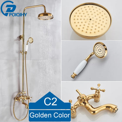 Golden Shower Bathroom Bath Shower Faucet Brass Swivel