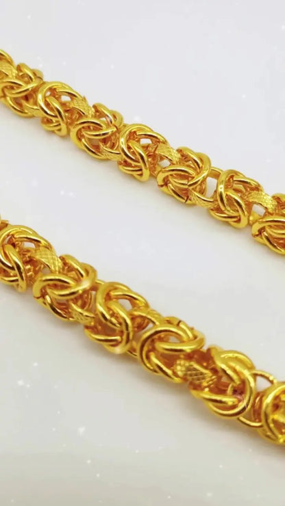 Unisex 24k Au999 Real Gold Boss Chain Hollow