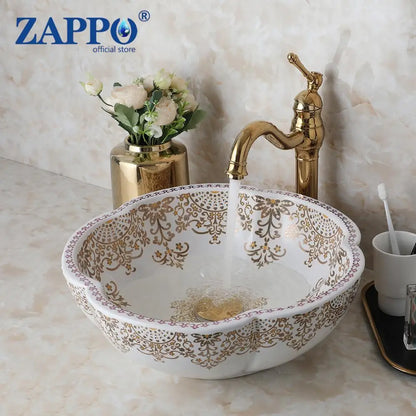 Zappo Above Counter Ceramic Vessel Sink Bathroom Round