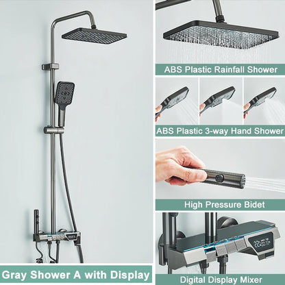 Rozin Gray Bathroom Shower Faucet Smart Digital Display
