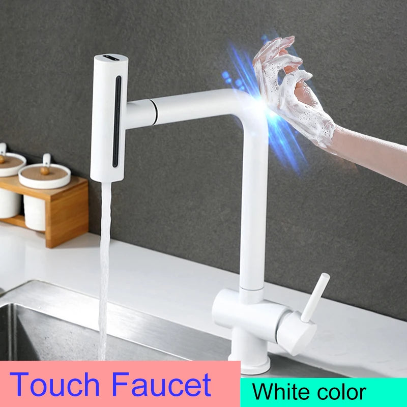Touch On Pull Out Sink Faucet Stainless Steel